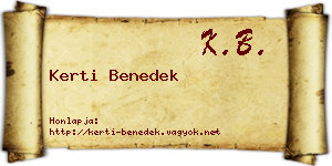 Kerti Benedek névjegykártya